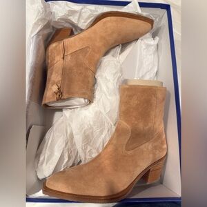 Stuart Weitzman Tate Caramel Suede Heel Boots